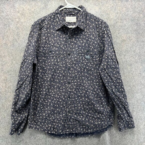 Denim & Supply Ralph Lauren Shirt Mens Medium Navy Blue Beige Floral Vintage - Picture 1 of 10